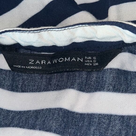 Zara Woman - Navy White Striped Blouse - S - Picture 5 of 5